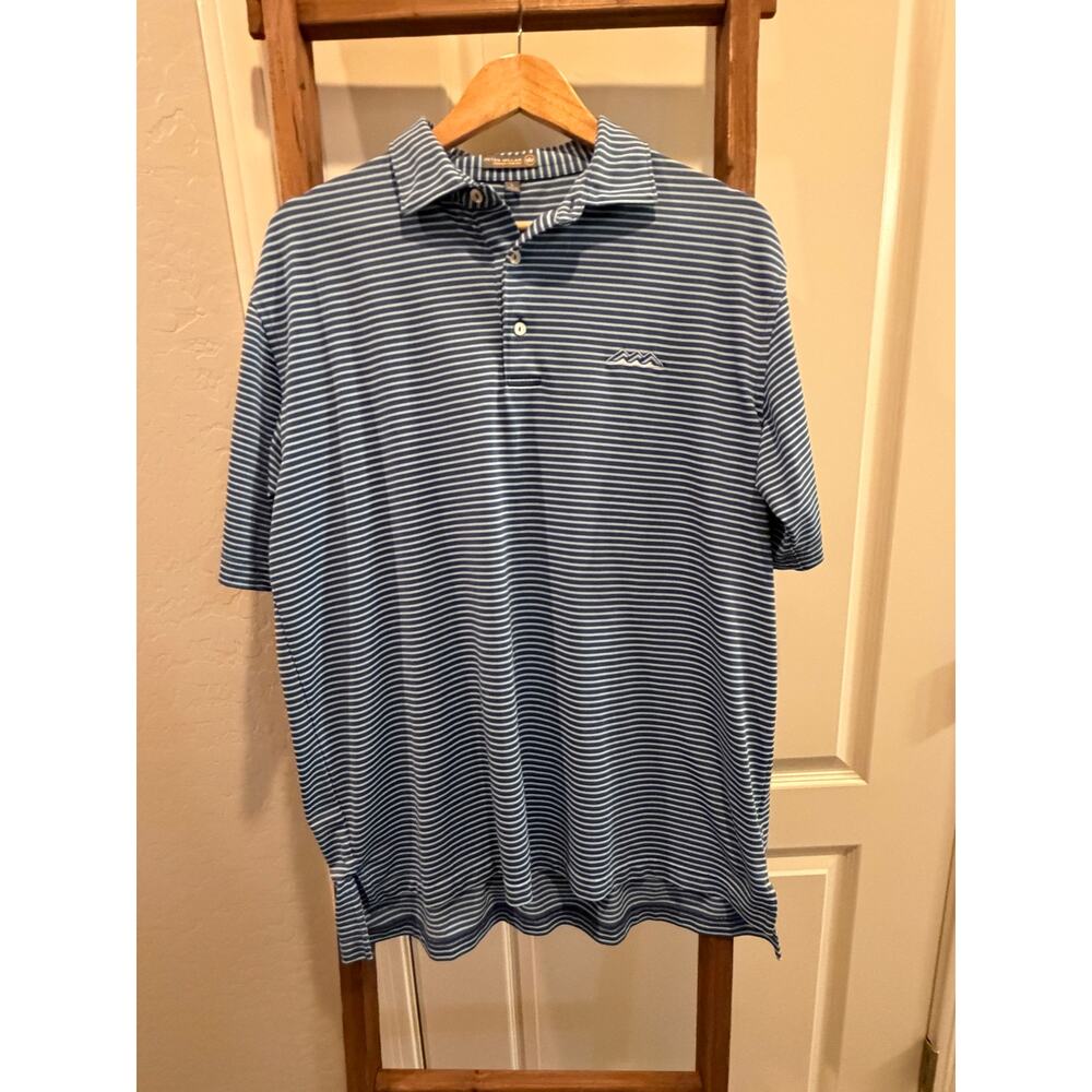 Peter Millar Summer Comfort Golf Polo Shirt Blue Striped Men’s Large